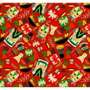 Lot of 2 Kwanza  Fat Quarter 18" x 21" 100% Cotton - African Drums Fabric Crafts
